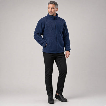 Men's Textured Fleece Zip-Up Jacket