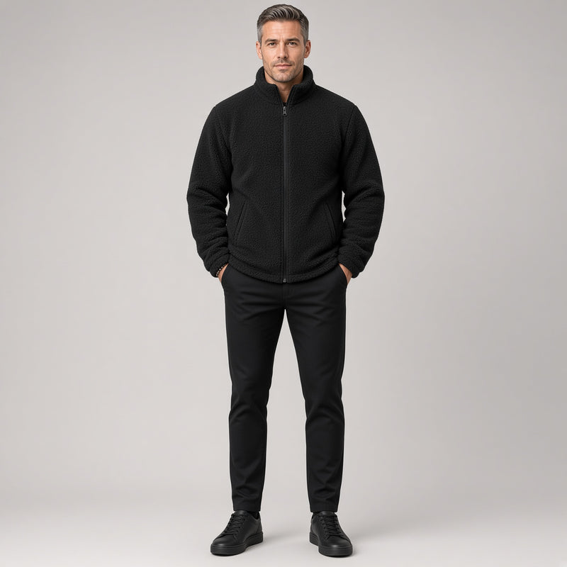 Men's Textured Fleece Zip-Up Jacket