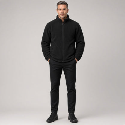 Men's Textured Fleece Zip-Up Jacket