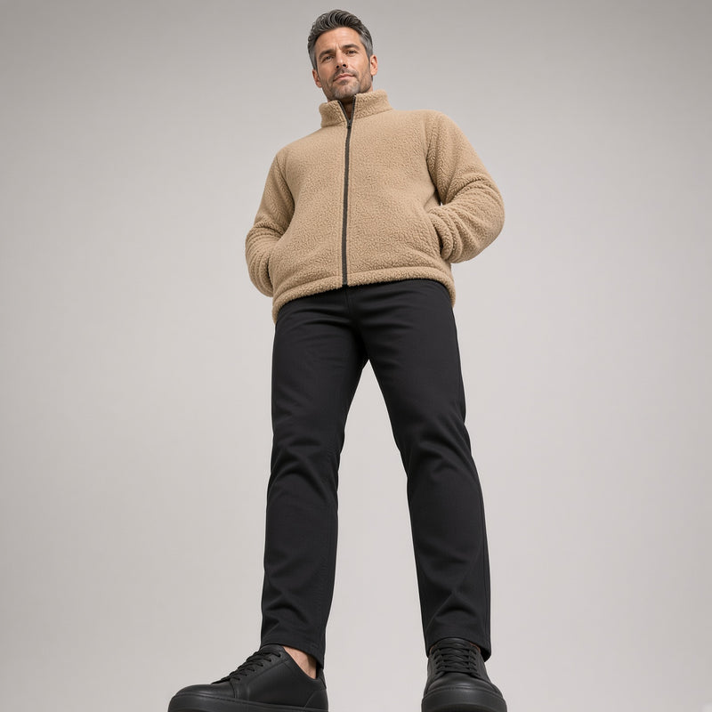 Men's Textured Fleece Zip-Up Jacket