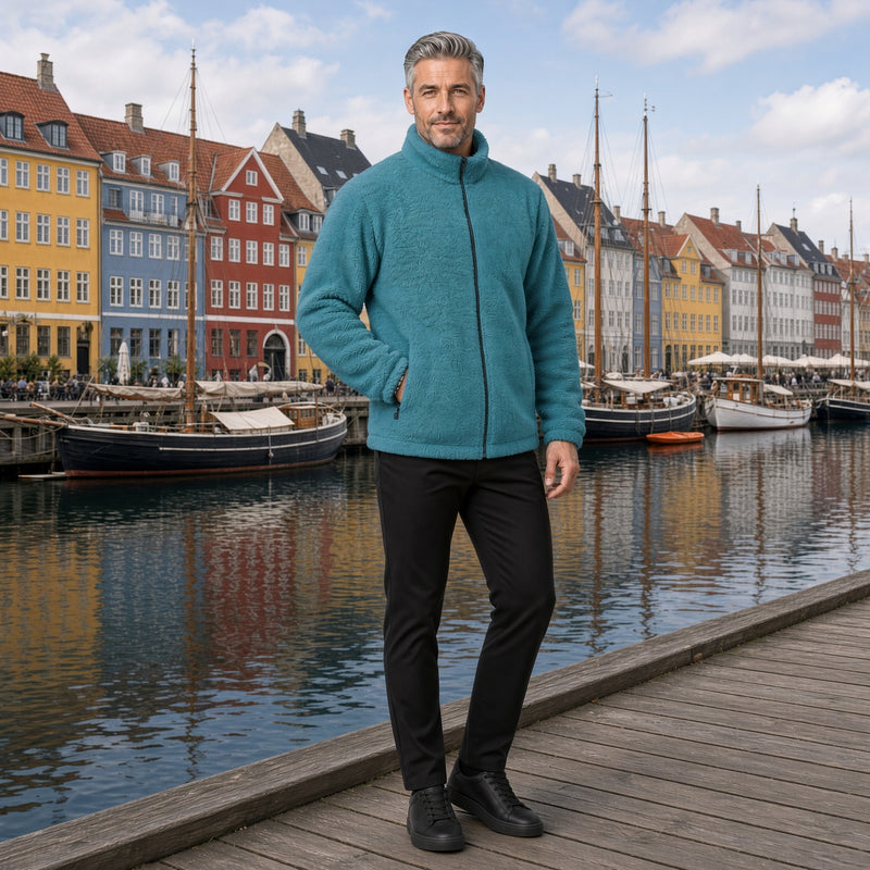 Men's Textured Fleece Zip-Up Jacket