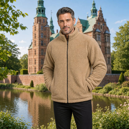 Men's Textured Fleece Zip-Up Jacket