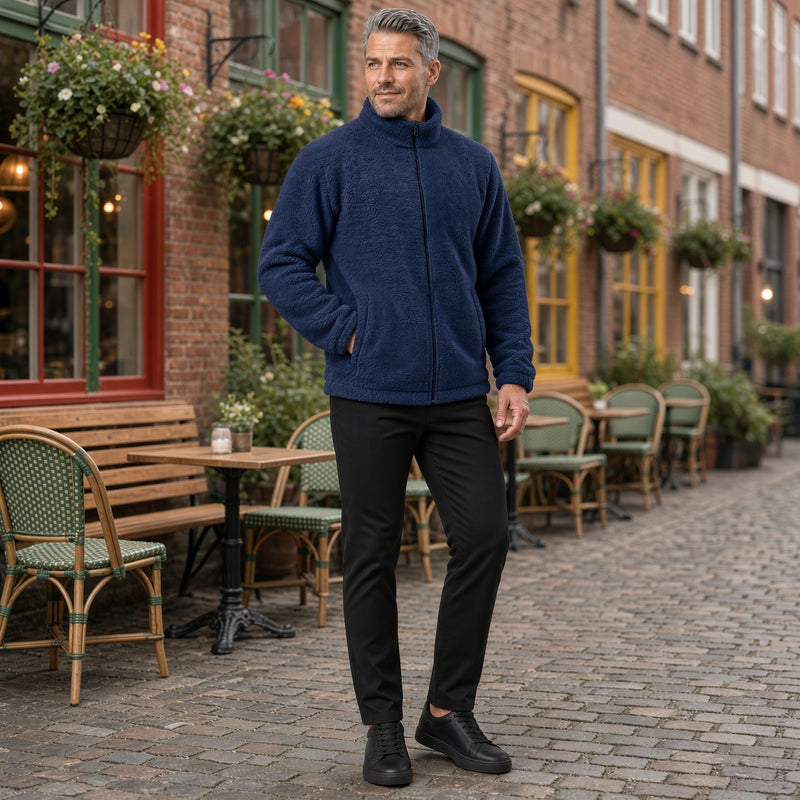 Men's Textured Fleece Zip-Up Jacket