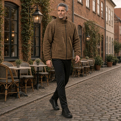 Men's Textured Fleece Zip-Up Jacket