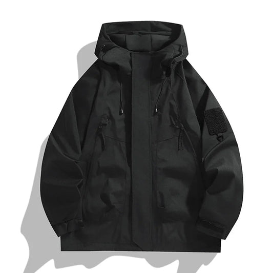 Unisex Hooded Zip-Up Utility Jacket