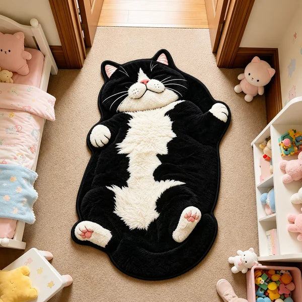 Cat-Shaped Plush Floor Rug