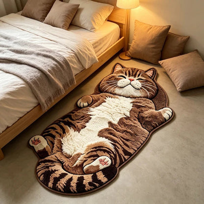 Cat-Shaped Plush Floor Rug