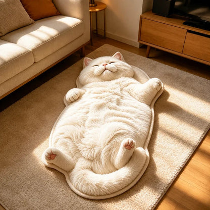 Cat-Shaped Plush Floor Rug