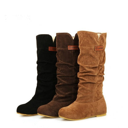 Women's Slouchy Mid-Calf Suede-Look Boots
