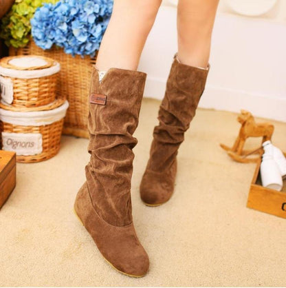 Women's Slouchy Mid-Calf Suede-Look Boots