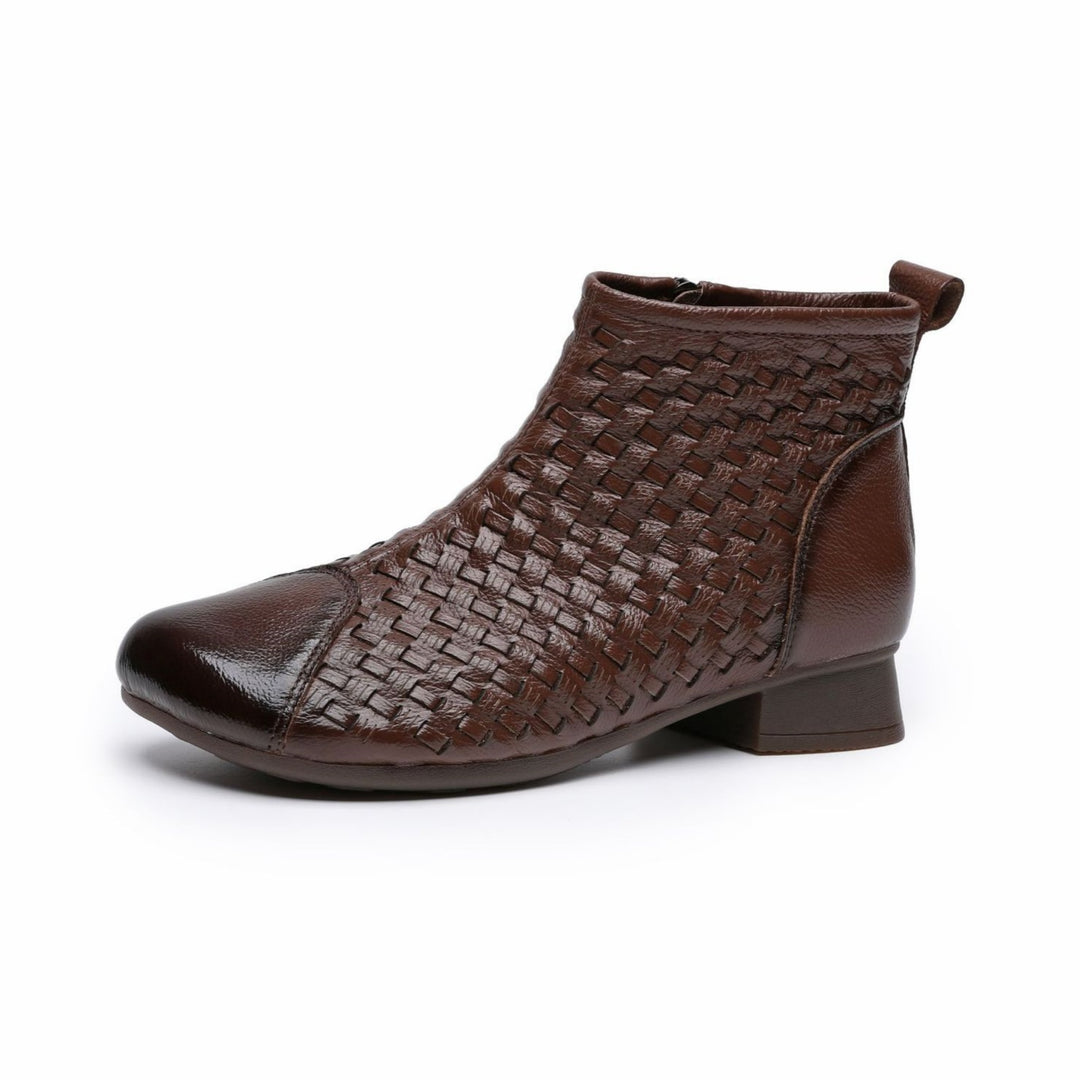 Women's Woven Ankle Boots with Low Heels