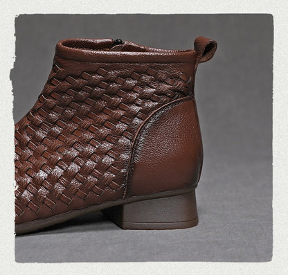 Women's Woven Ankle Boots with Low Heels