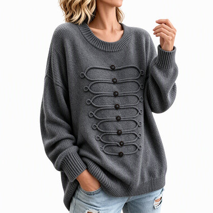 Women's Crew Neck Braided Detail Sweater