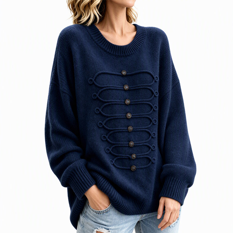 Women's Crew Neck Braided Detail Sweater