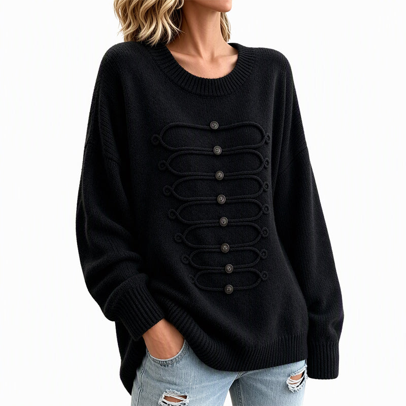 Women's Crew Neck Braided Detail Sweater