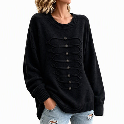 Women's Crew Neck Braided Detail Sweater