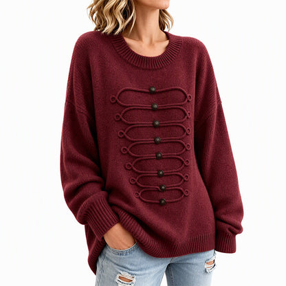 Women's Crew Neck Braided Detail Sweater