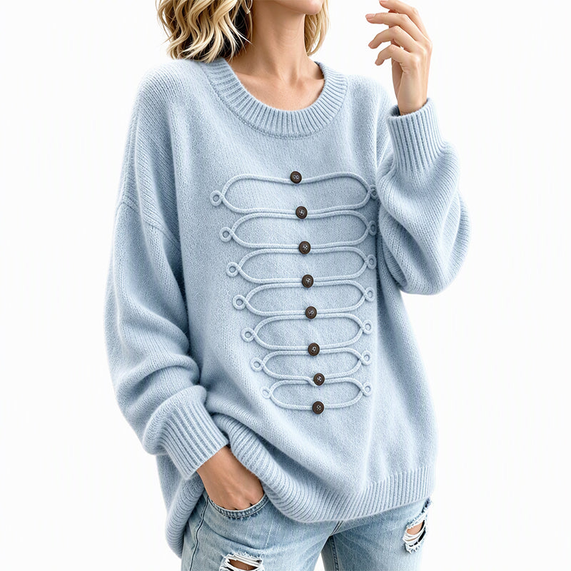 Women's Crew Neck Braided Detail Sweater