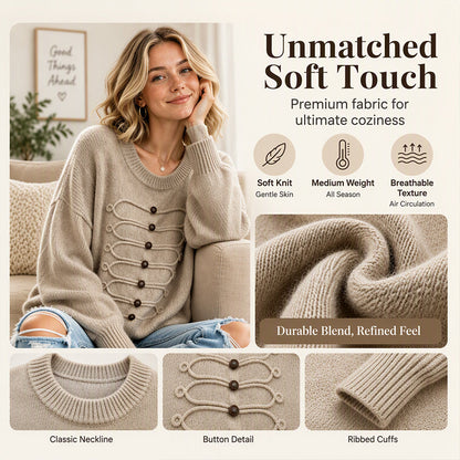 Women's Crew Neck Braided Detail Sweater