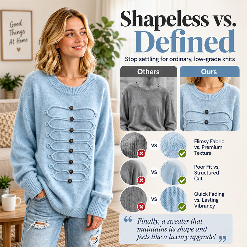 Women's Crew Neck Braided Detail Sweater