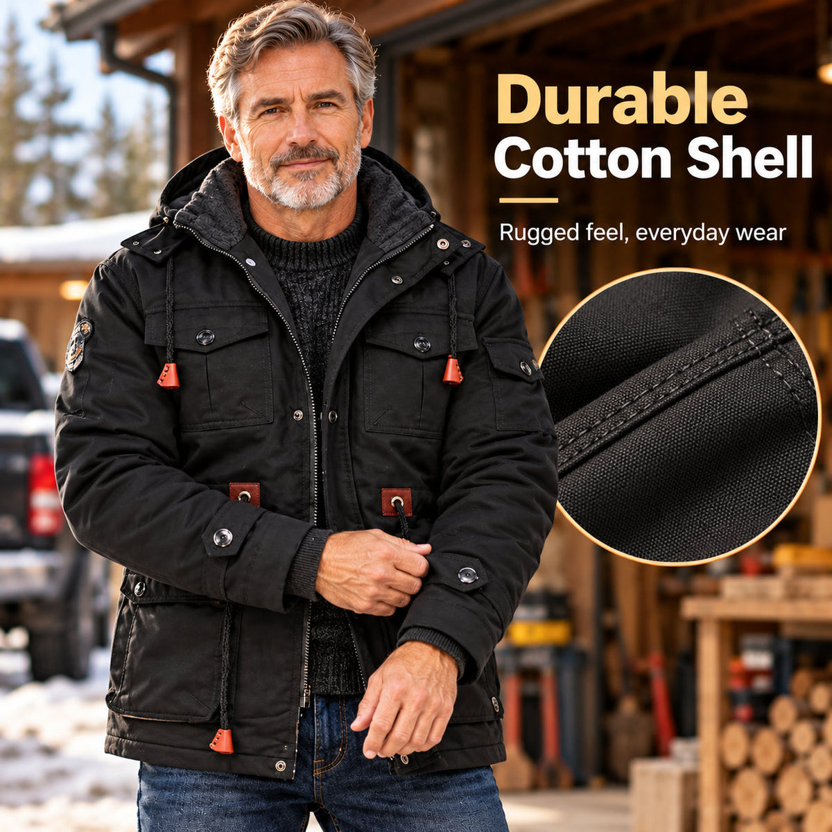 Men's Hooded Multi-Pocket Jacket