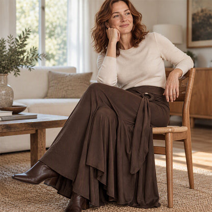 Women's O-Ring Tie-Front Draped Skirt