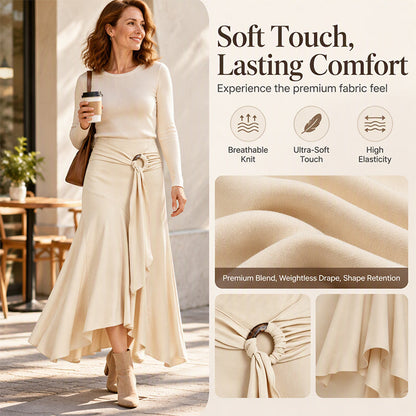 Women's O-Ring Tie-Front Draped Skirt