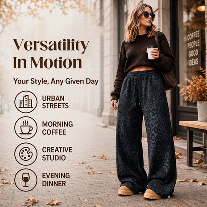 Women's Leopard Print Wide-Leg Pants