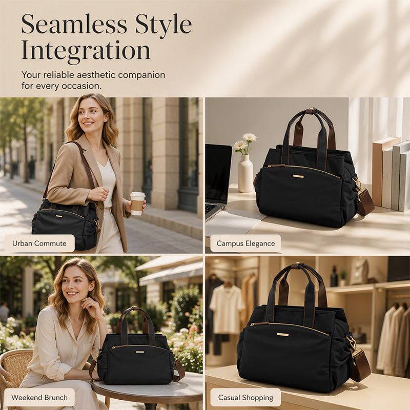 Women's Tote Bag with Pleated Side Pockets