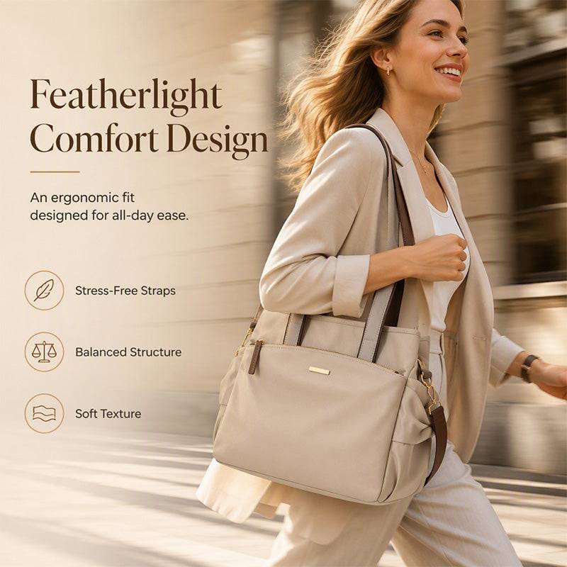 Women's Tote Bag with Pleated Side Pockets