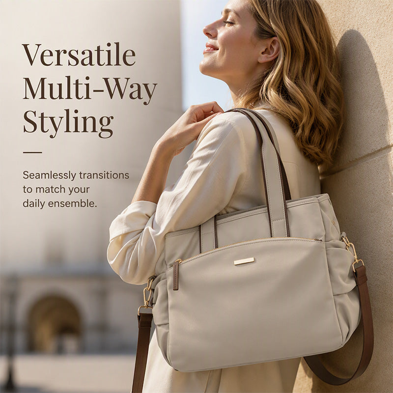 Women's Tote Bag with Pleated Side Pockets