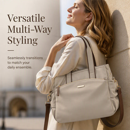 Women's Tote Bag with Pleated Side Pockets