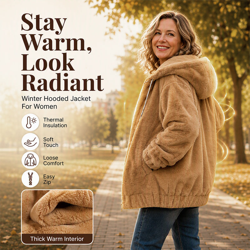 Women's Hooded Jacket with Front Zipper