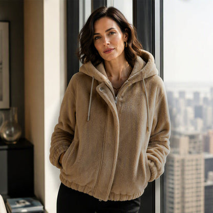Women's Hooded Jacket with Front Zipper