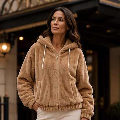 Women's Hooded Jacket with Front Zipper