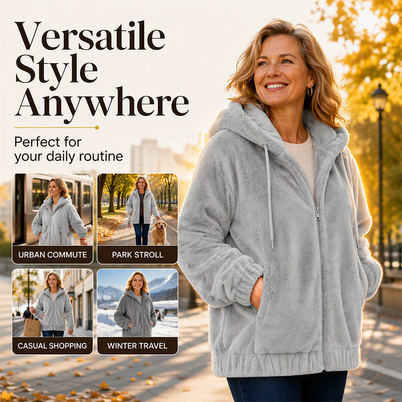 Women's Hooded Jacket with Front Zipper