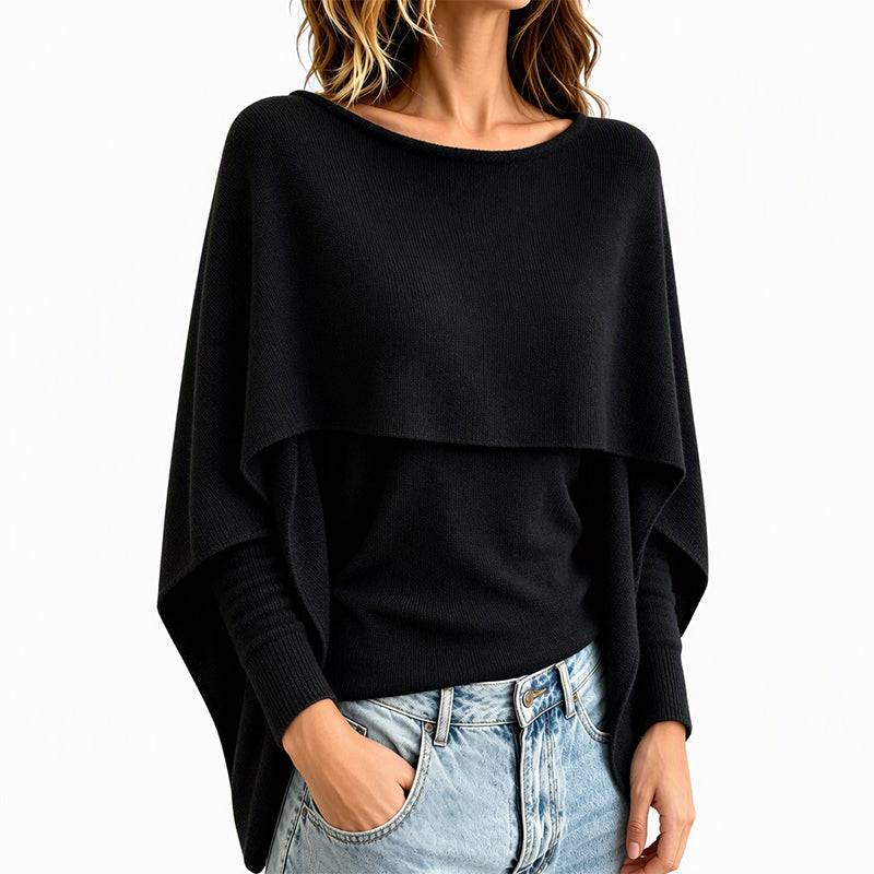 Women's Draped Overlay Knit Top