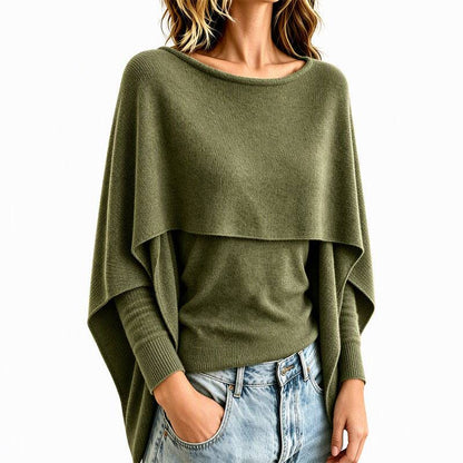Women's Draped Overlay Knit Top