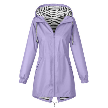 Women's Hooded Zip-Front Rain Jacket