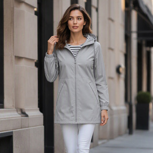 Women's Hooded Zip-Front Rain Jacket
