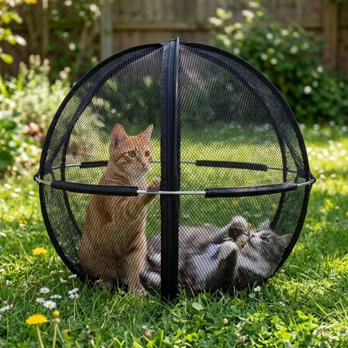 Outdoor Rolling Mesh Cat Enclosure
