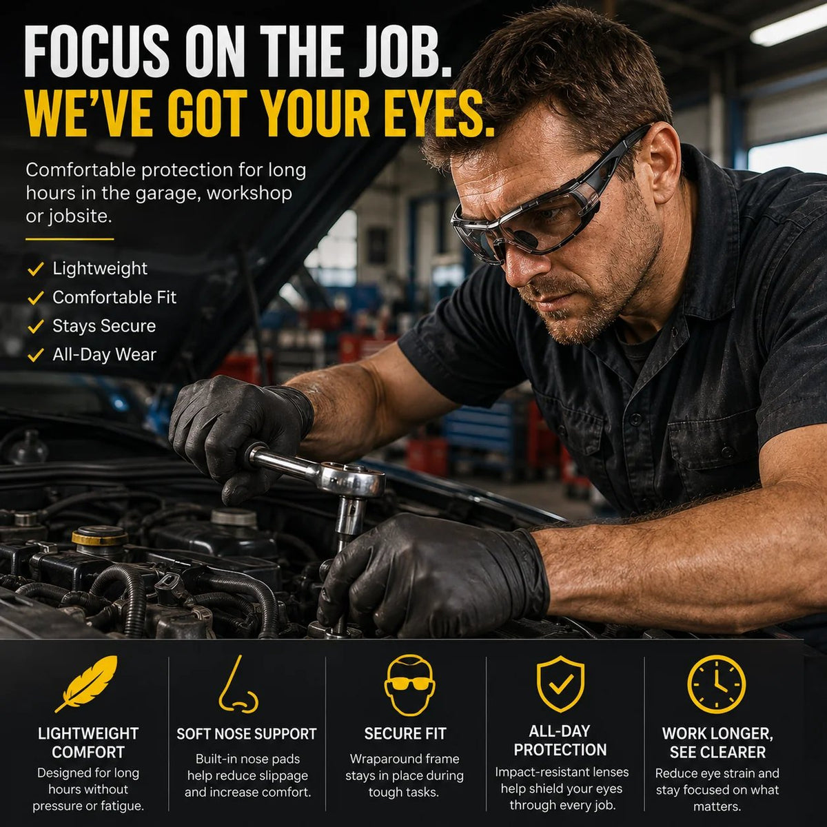 Photochromic Eyewear with Wraparound Frame