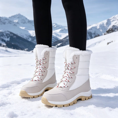 Women's Lace-Up Faux Fur Snow Boots