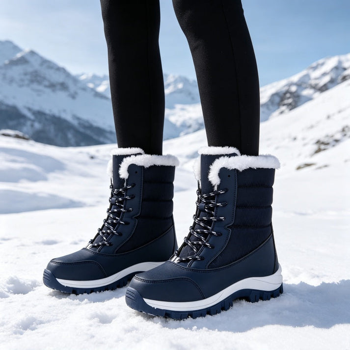 Women's Lace-Up Faux Fur Snow Boots