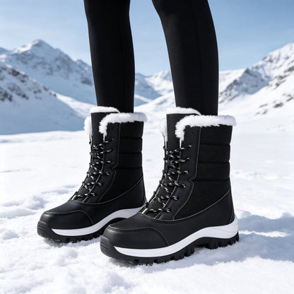 Women's Lace-Up Faux Fur Snow Boots