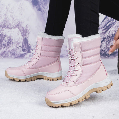 Women's Lace-Up Faux Fur Snow Boots