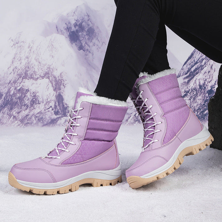 Women's Lace-Up Faux Fur Snow Boots