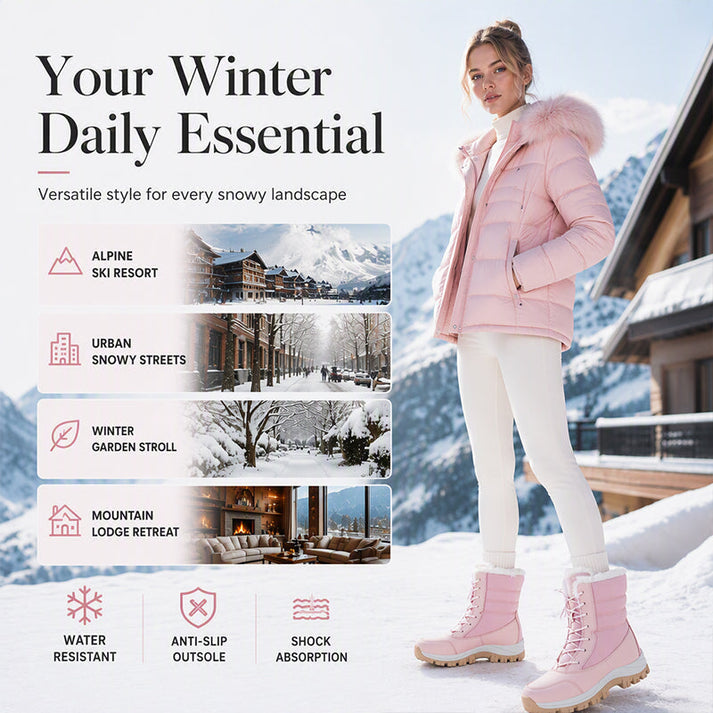 Women's Lace-Up Faux Fur Snow Boots