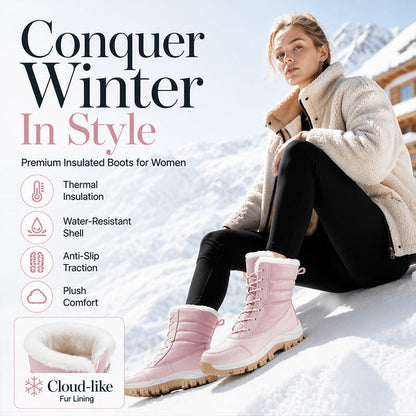 Women's Lace-Up Faux Fur Snow Boots