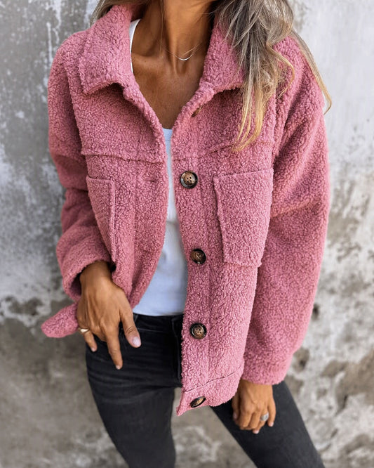 Women's Teddy Fleece Button-Up Jacket